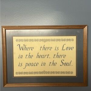 Framed cross stitch picture needlepoint vintage 22x16